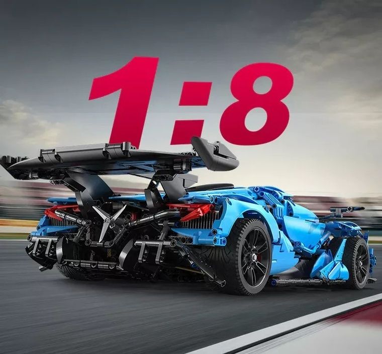 Cada, V12 Hypercar, pojazd wyścigowy, niebieski, 1:8, 60 cm, 3865 elementów