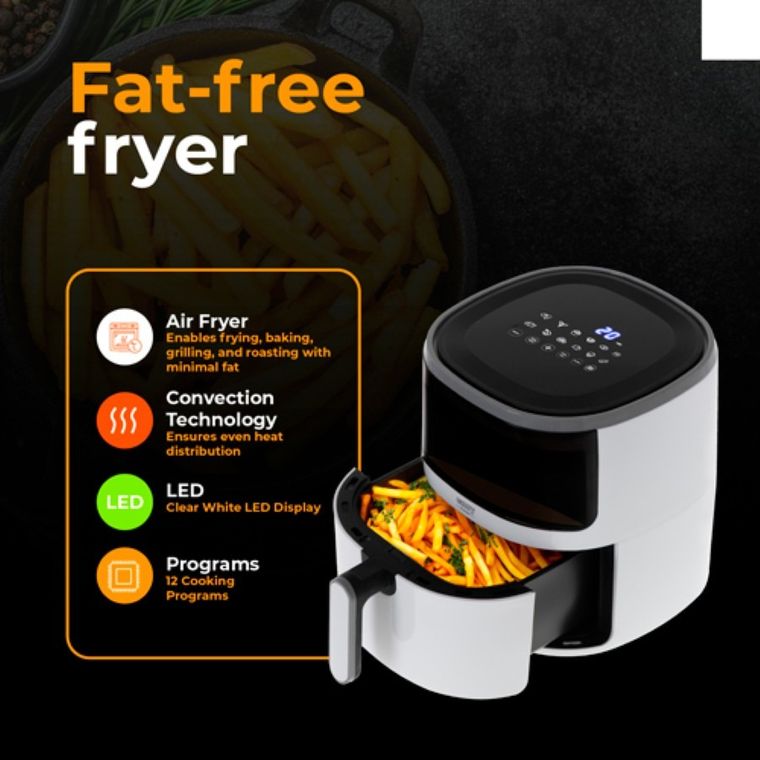 Camry, frytkownica beztłuszczowa, air fryer, 12 programów, 5l