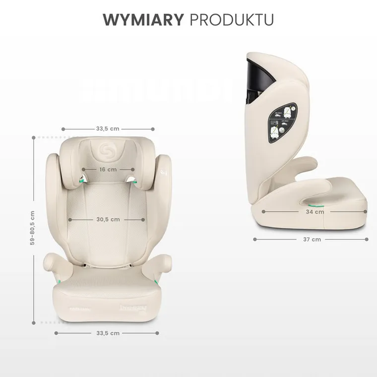 Caretero, Breezy, fotelik samochodowy 2w1, podstawka, beige, 100-150 cm