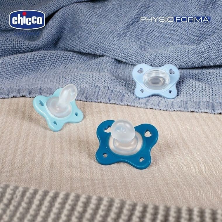 Chicco, PhysioForma Dual Soft, smoczek uspokajający, silikonowy, niebieski, 2-6m, 2 szt.