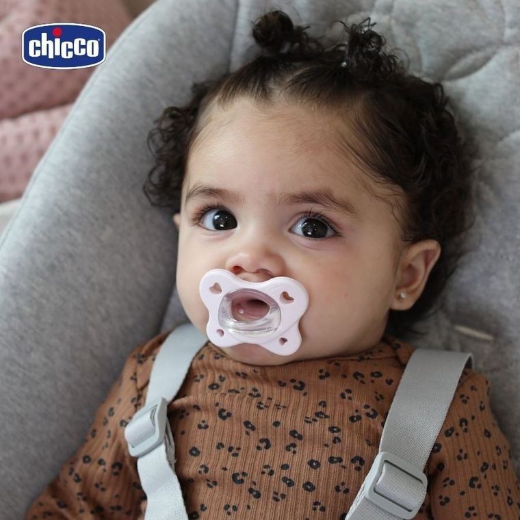 Chicco, PhysioForma Dual Soft, smoczek uspokajający, silikonowy, różowy, 2-6m, 2 szt.
