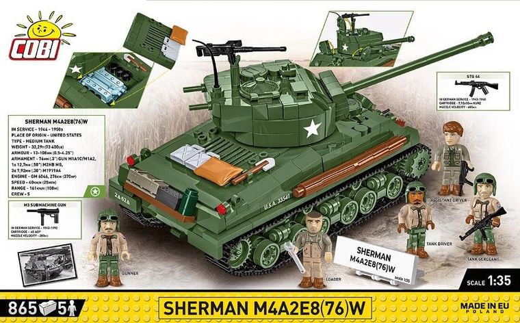 Cobi, Historical Collection WWII, Sherman M4A2E8, klocki, 865 elementów