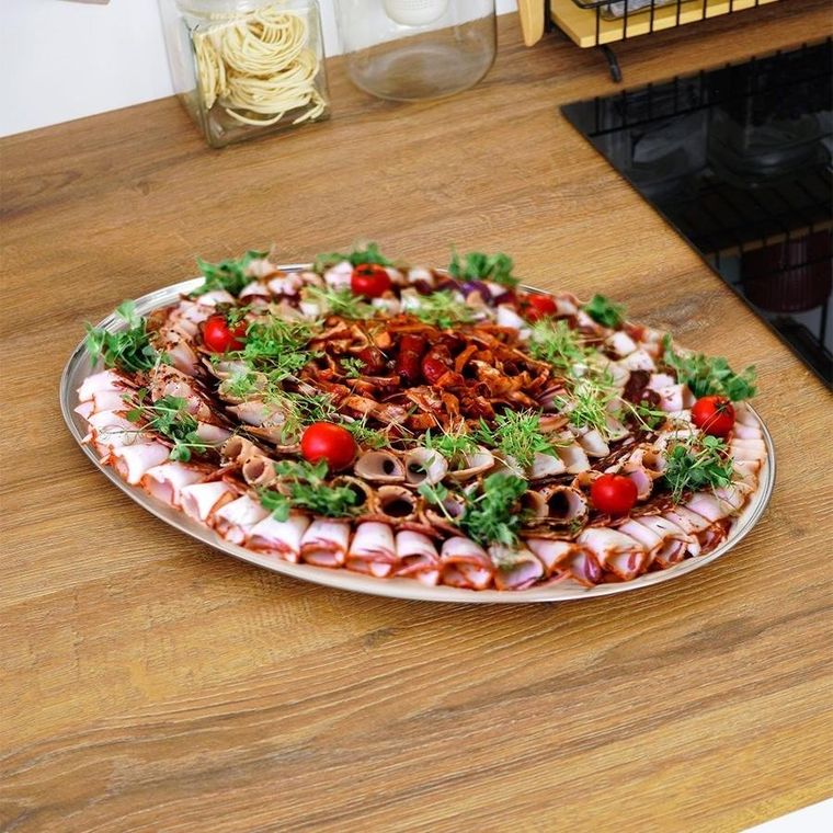 Excellent Houseware, taca do serwowania, stalowa owalna srebrna, 3 szt.