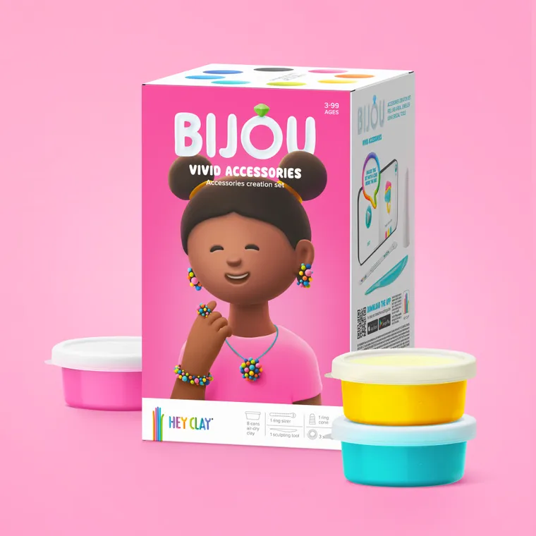 Hey Clay, Bijou, kolorowa biżuteria, masa plastyczna, 8 szt.