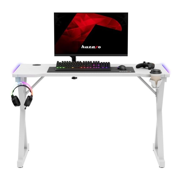 Huzaro, Hero 2.3, biurko gamingowe, białe, RGB, 120 cm