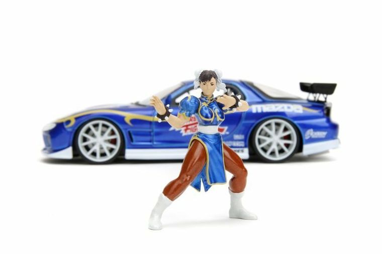 Jada Toys, Street Fighter, 1993 Mazda RX7, model pojazdu z figurką, 1:24