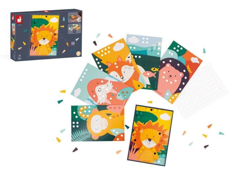 Janod, Układanka drewniana, mozaika, zwierzątka