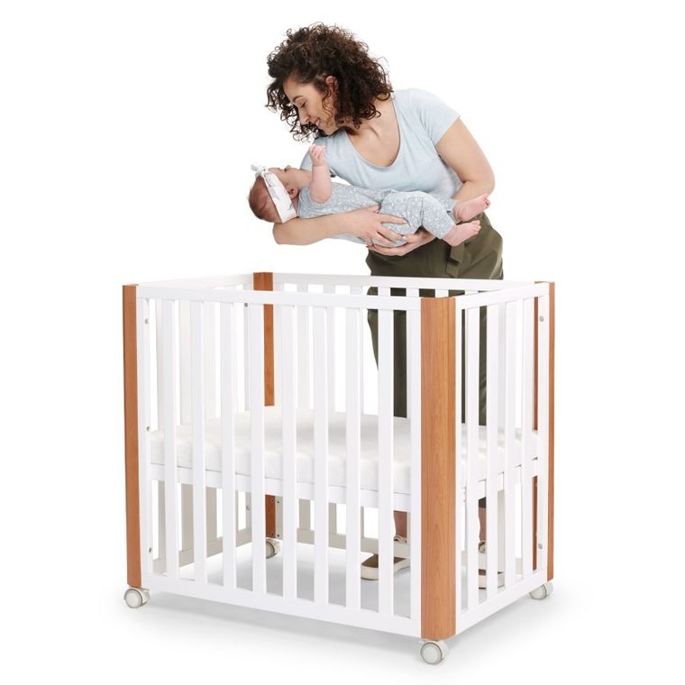 Kinderkraft, Koya, łóżeczko niemowlęce z funkcją kojca + materac, White