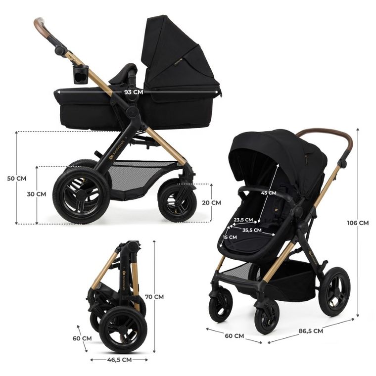 Kinderkraft, Moov 2 Air, wózek wielofunkcyjny, 3w1, Pure Black
