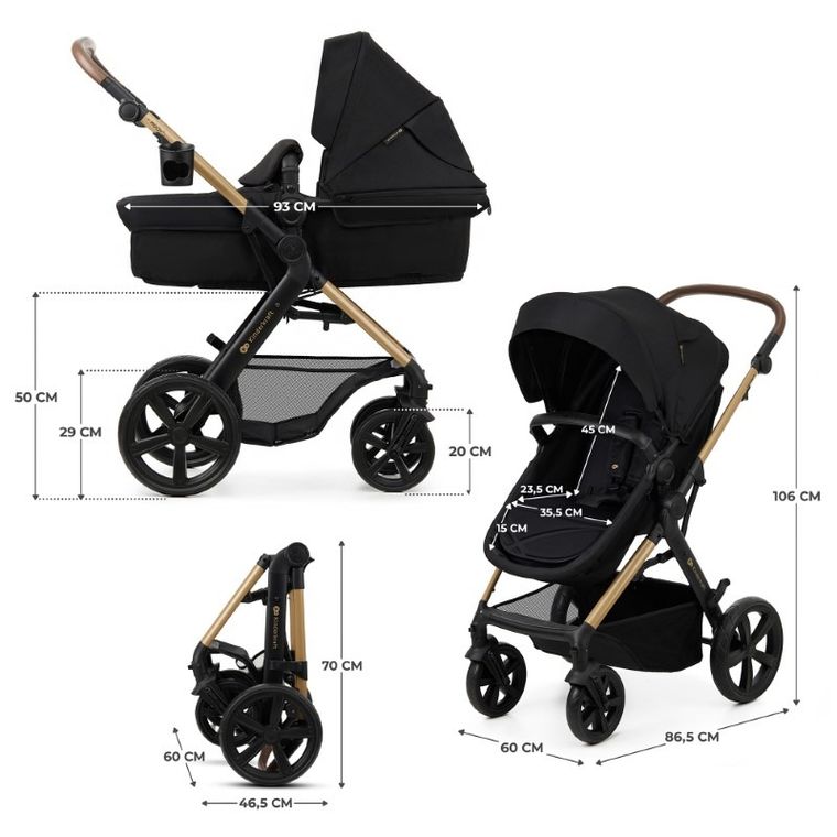 Kinderkraft, Moov 2, Eva Wheels, wózek wielofunkcyjny 4w1, Pure Black