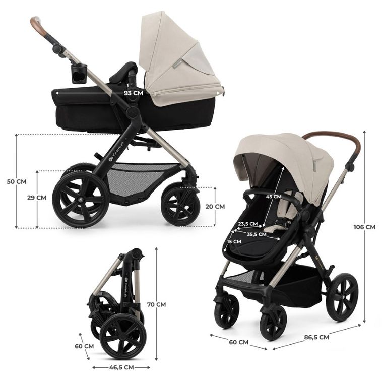 Kinderkraft, Moov 2, wózek wielofunkcyjny, 3w1, Moonlight Grey
