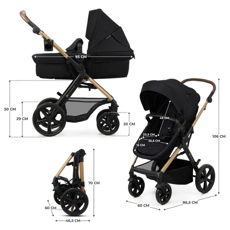 Kinderkraft, Moov 2, wózek wielofunkcyjny, 3w1, Pure Black