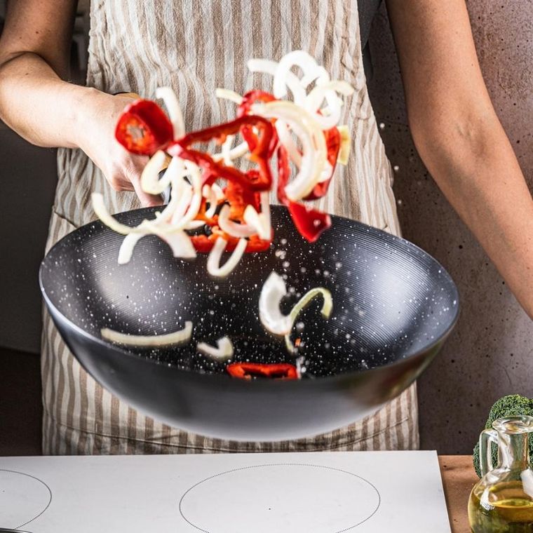 Kinghoff, wok z pokrywą, z powłoką marmurkową, 30 cm, kh-1984