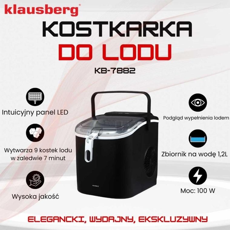 Klausberg, automatyczna kostkarka do lodu, 100W, 1,2l