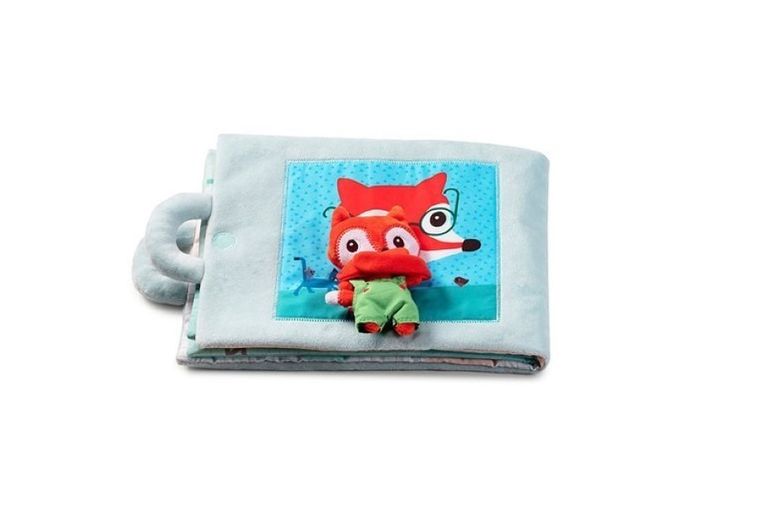 Lilliputiens, miękka książeczka aktywizująca z mini - przytulanką, Dzień dobry, mały lisku, 18 m+