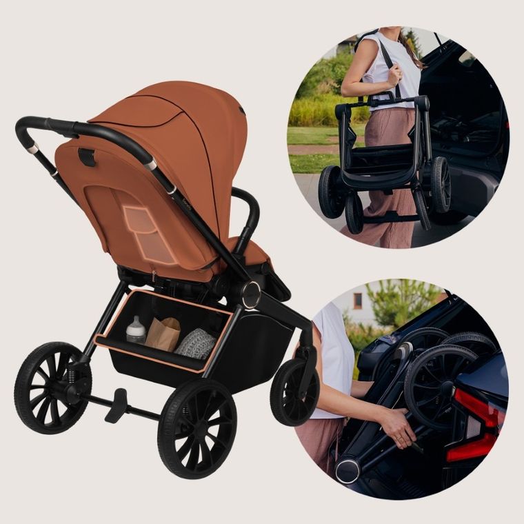 Lionelo, Mika Plus, wózek wielofunkcyjny, 3w1, Brown Rust