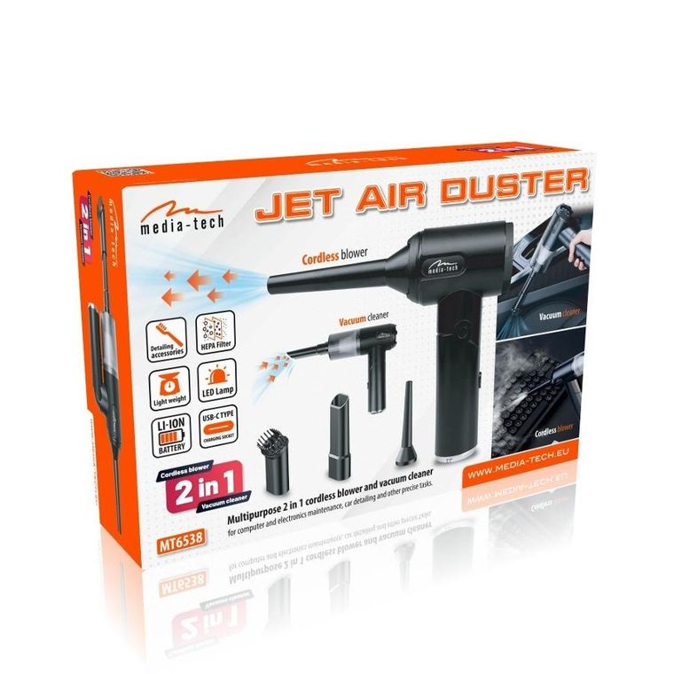 Media Tech, Jet Air Duster, bezprzewodowa dmuchawa, 2w1, MT6538
