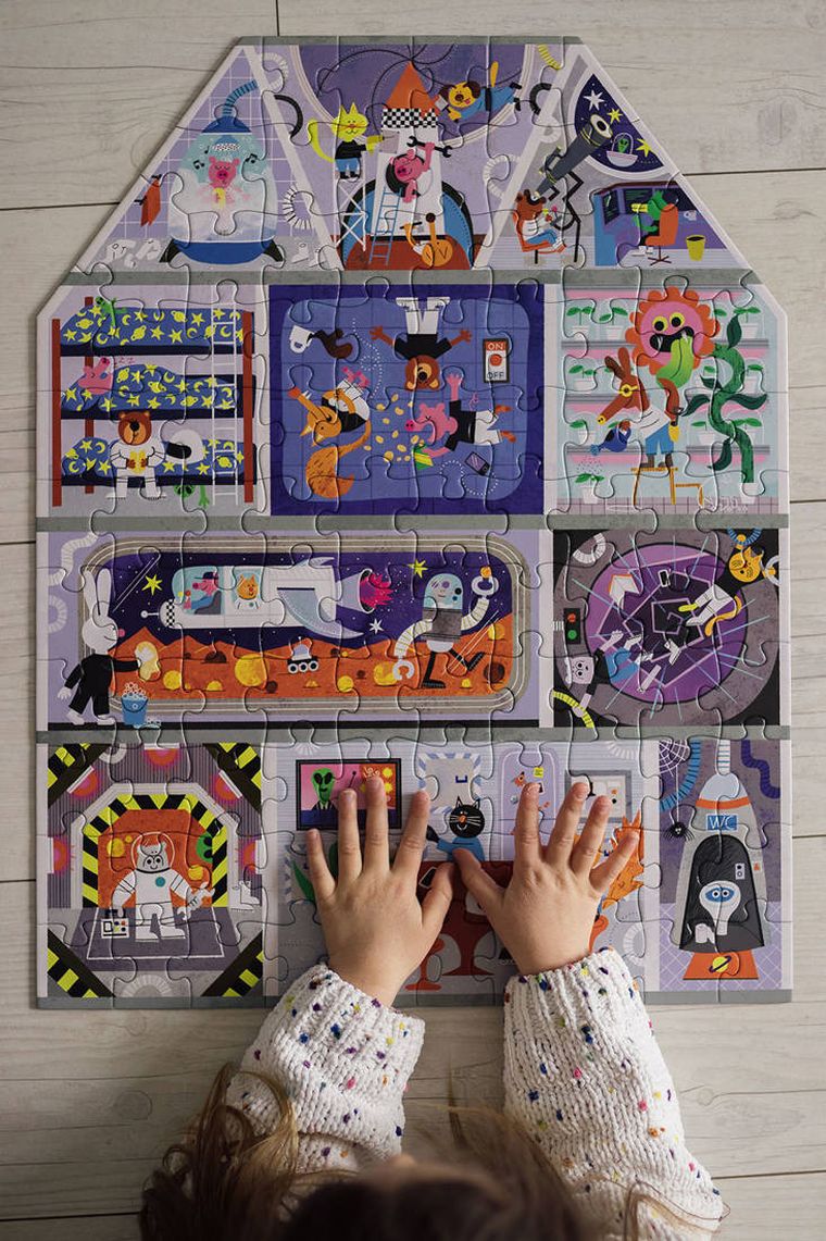 Mudpuppy, Dom na Marsie, puzzle konturowe, 100 elementów