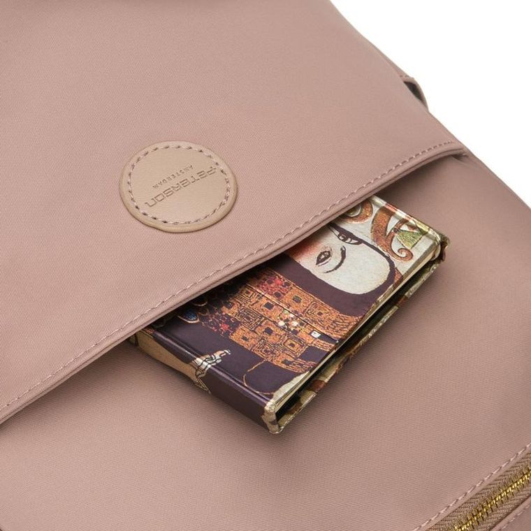 Plecak miejski, różowy, skóra ekologiczna, Peterson