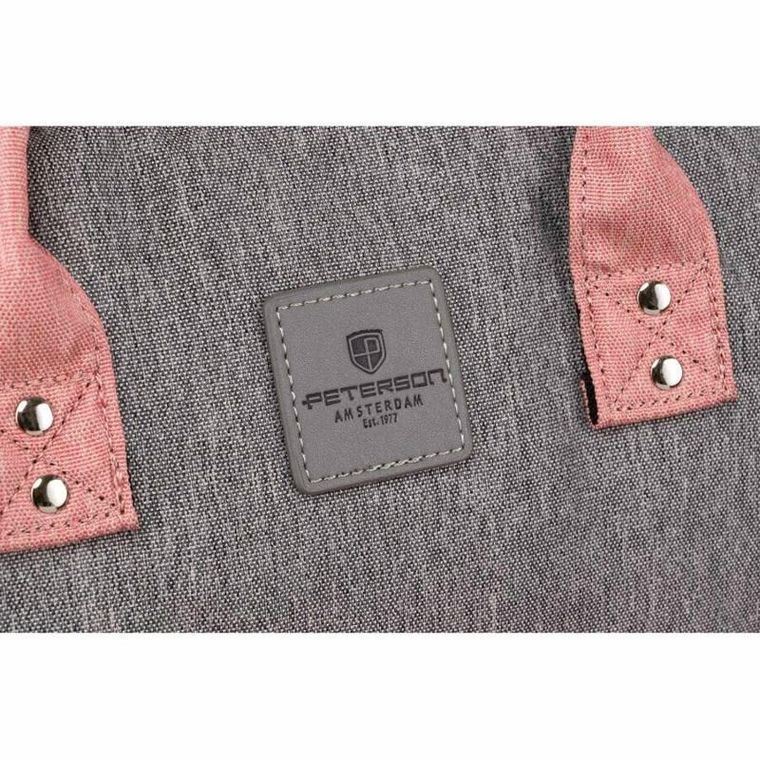 Plecak miejski, szaro-różowy, Peterson