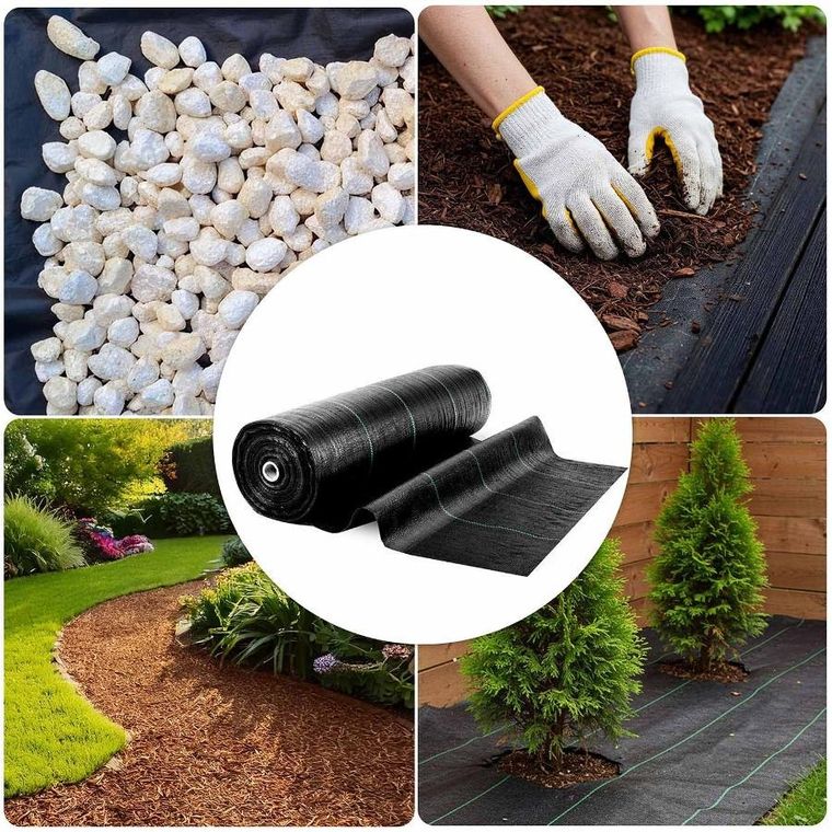 Plonos, agrotkanina ogrodowa 1,6 mx100 m 90 g/m2 + 100 szpilek, czarna