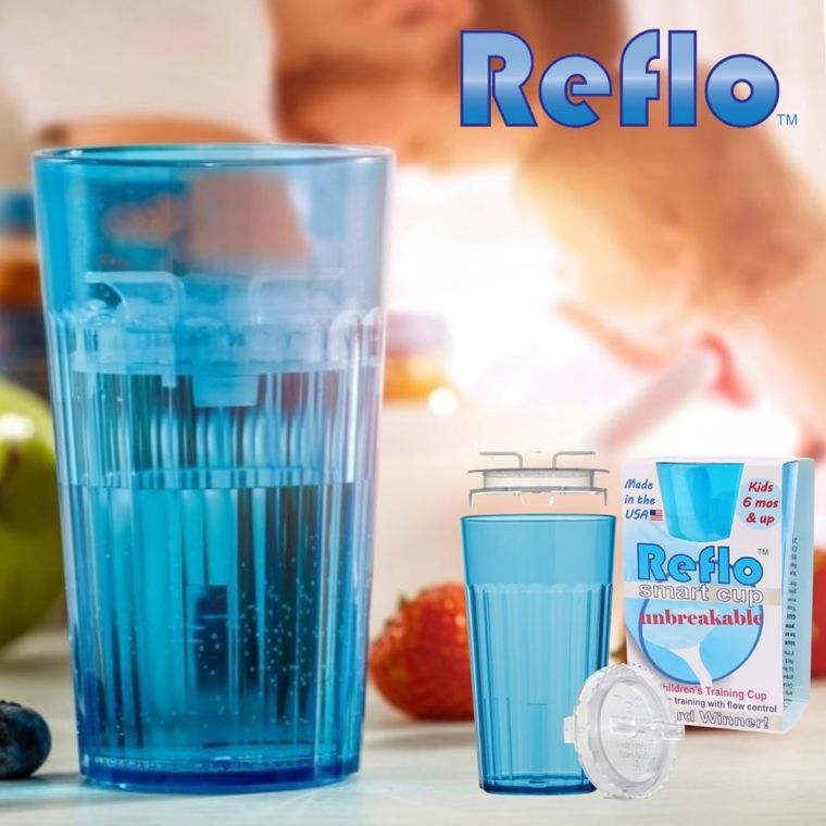Reflo, kubek do nauki picia, niebieski, 280 ml