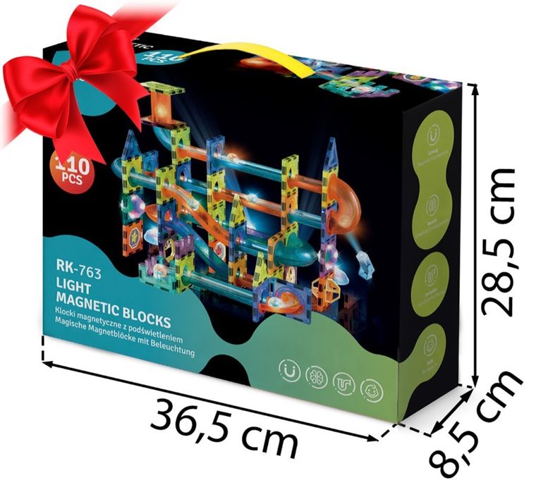 Ricokids, klocki magnetyczne z podświetleniem, 100 elementów