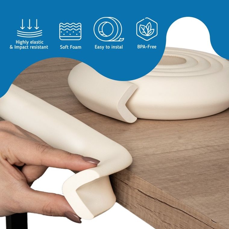 Sipo, piankowa taśma zabezpieczająca ostre krawędzie mebli, 2 metry, kremowa