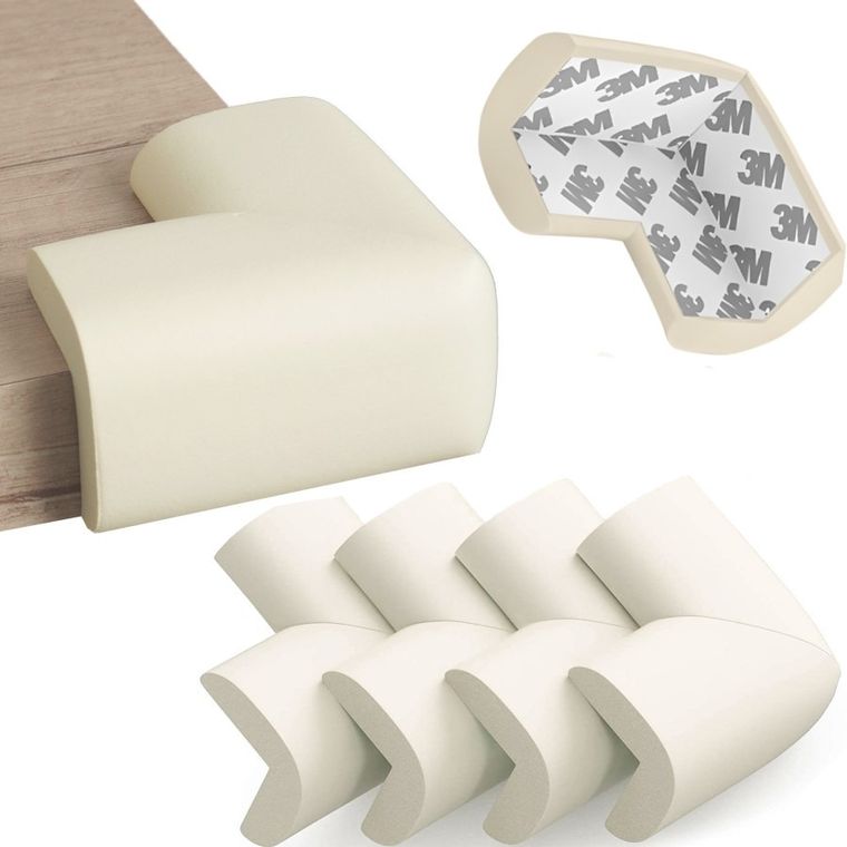 Sipo, zestaw piankowych zabezpieczeń narożników mebli, kremowe, 4 szt.