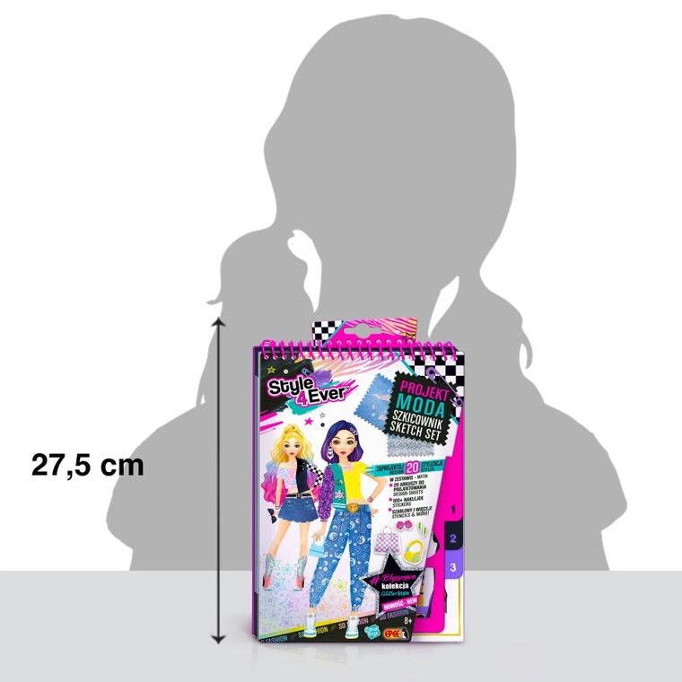Style4Ever, Projekt Moda, Szkicownik, zestaw kreatywny z naklejkami