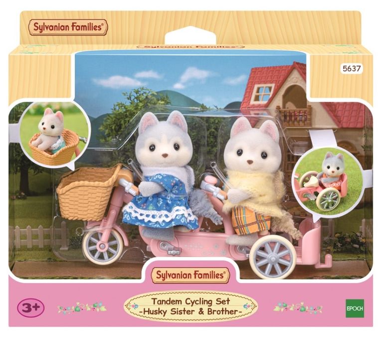 Sylvanian Families, Pieski Husky na rowerze, zestaw z figurkami, 5637