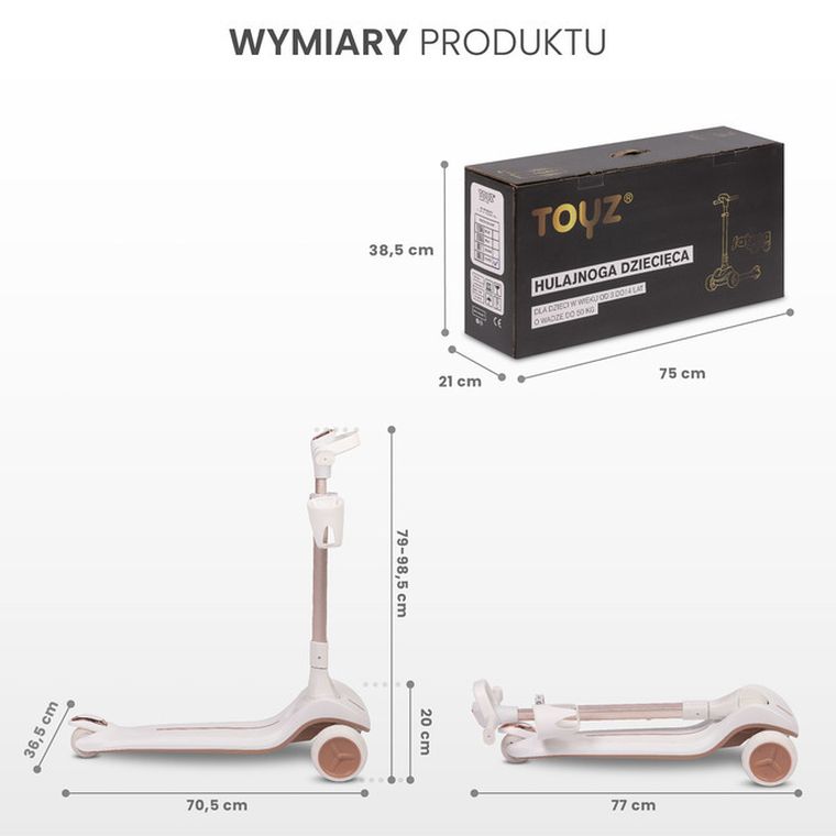 Toyz, Satura, hulajnoga 3-kołowa, black