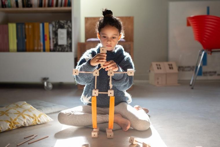 Trigonos, Mini Trigonos L, drewniane klocki konstrukcyjne, 130 elementów