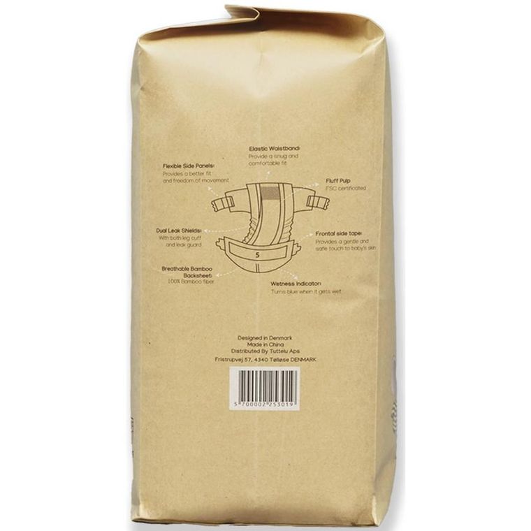 Tuttelu, bambusowe pieluszki jednorazowe, rozmiar 5, 10-14 kg, 20 szt.