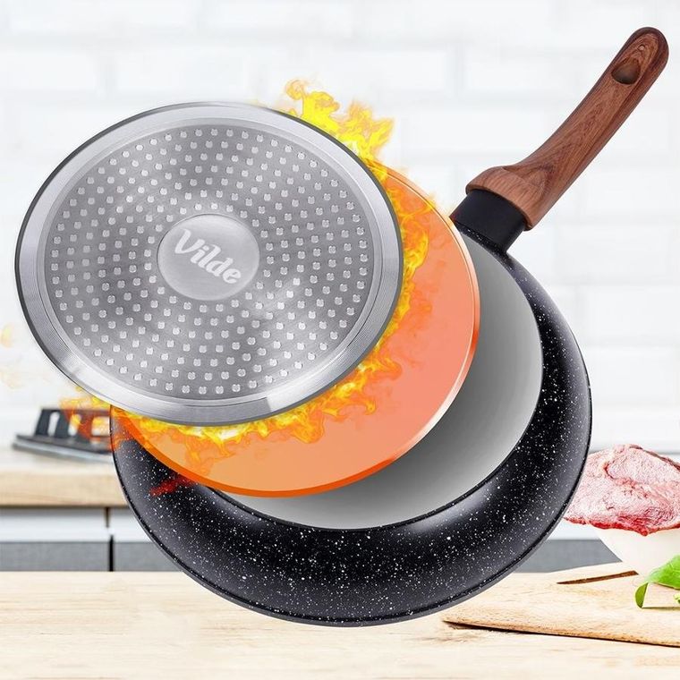 Vilde, Black & Wood, zestaw patelni, 20/24/28 cm, 3 szt.