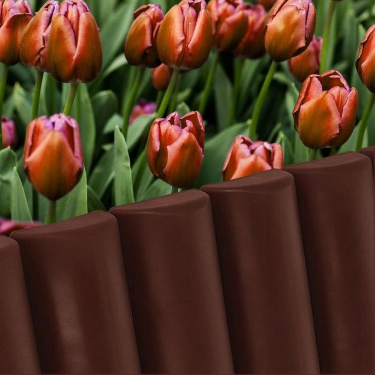 Vilde, palisada ogrodowa, brązowa, 250 cm, 10 elementów