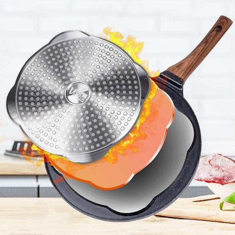 Vilde, patelnia do jajek granitowa, 4 otwory, Black&Wood, 26 cm