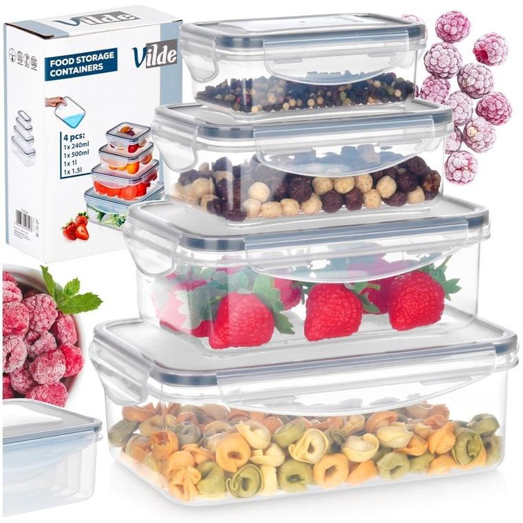 Vilde, pojemniki na żywność z pokrywką i uszczelką, 4 szt.