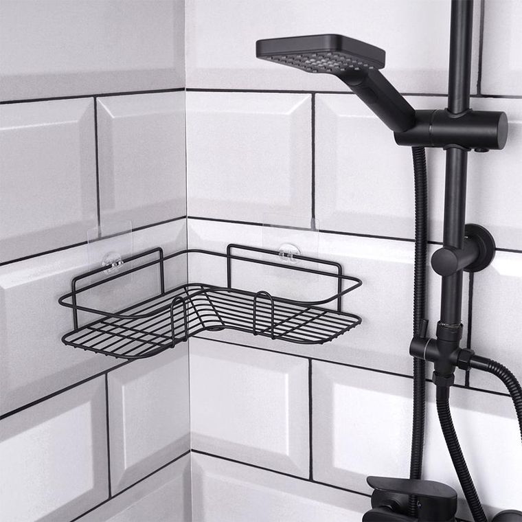 Vilde, półka pod prysznic, metalowa czarna, przyklejana, 26.5-26.5-6.5 cm