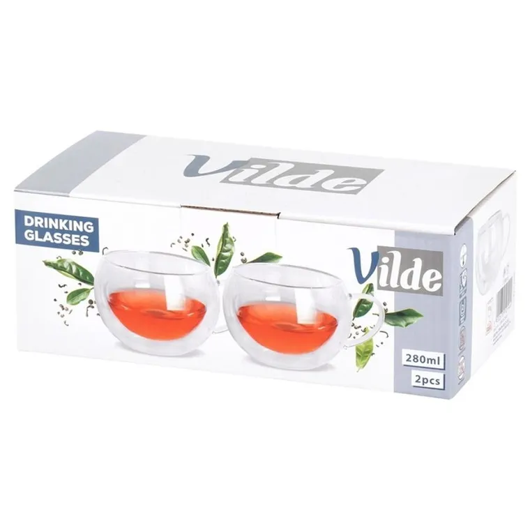 Vilde, szklanki termiczne z podwójną ścianką, do kawy i herbaty, 280 ml, 2 szt.