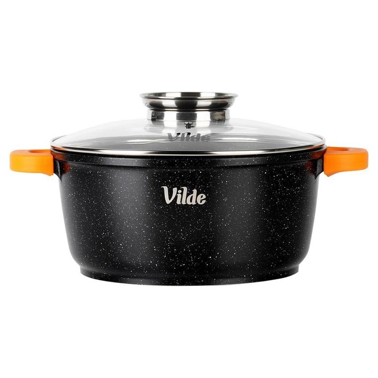 Vilde, Terruna Aroma, garnek ze szklaną pokrywką, granitowy, 24 cm, 4l