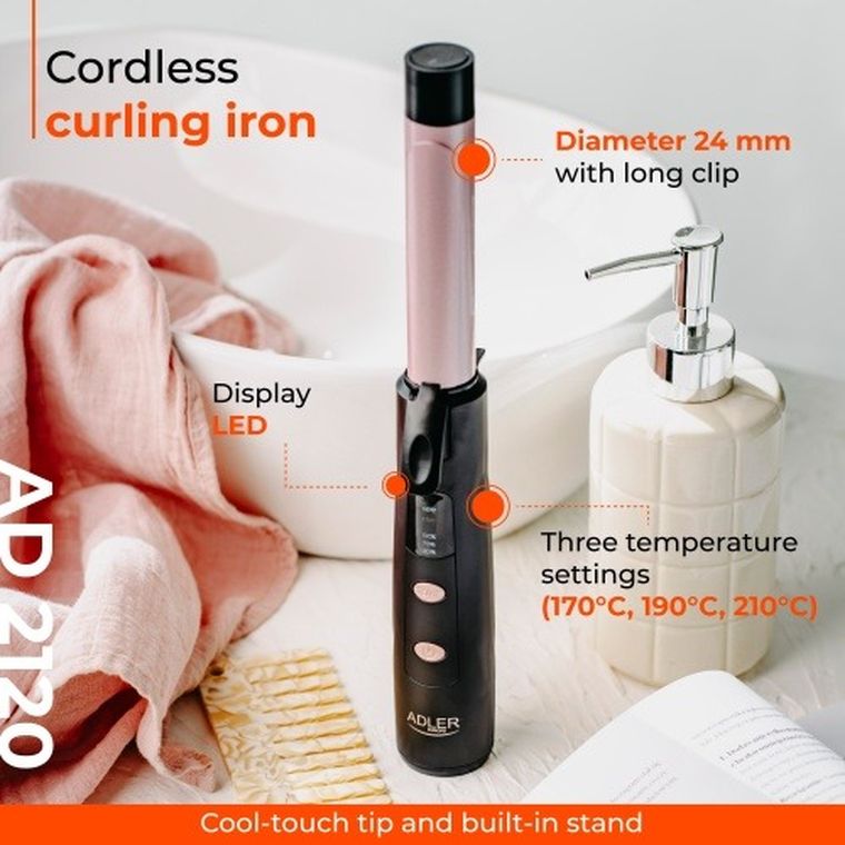 Adler, bezprzewodowa lokówka podróżna, USB