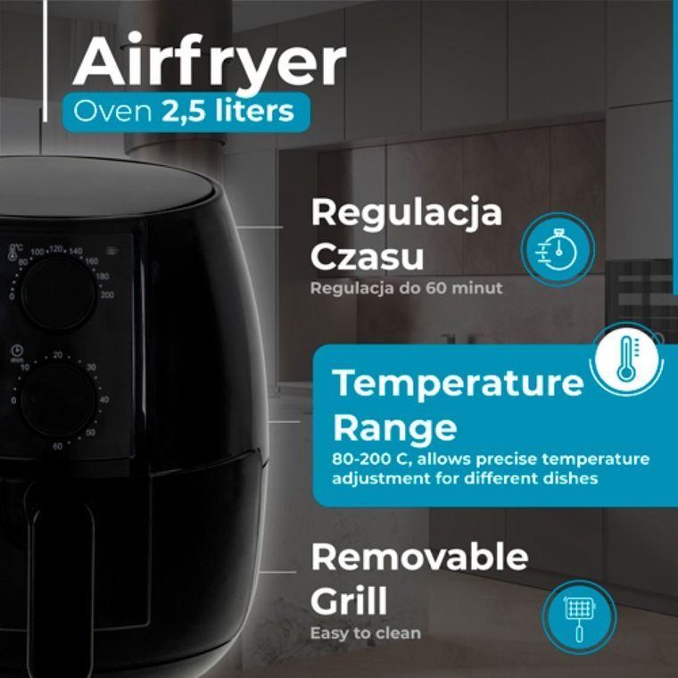 Adler, frytkownica beztłuszczowa, air fryer, 2,5l