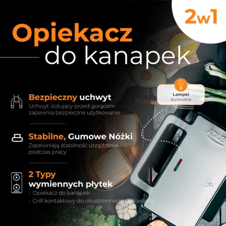 Adler, opiekacz do kanapek 2w1