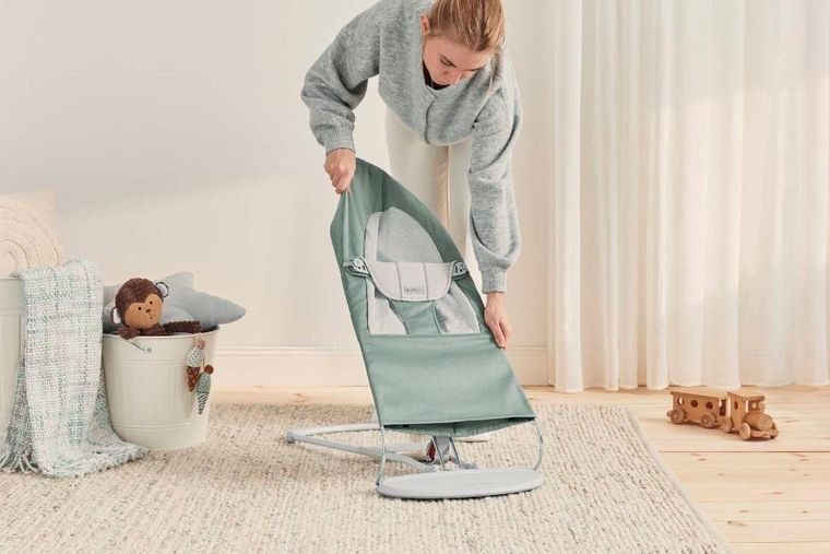 BabyBjörn, Balance Soft Woven/Jersey, leżaczek, jasnoszałwiowy-szary