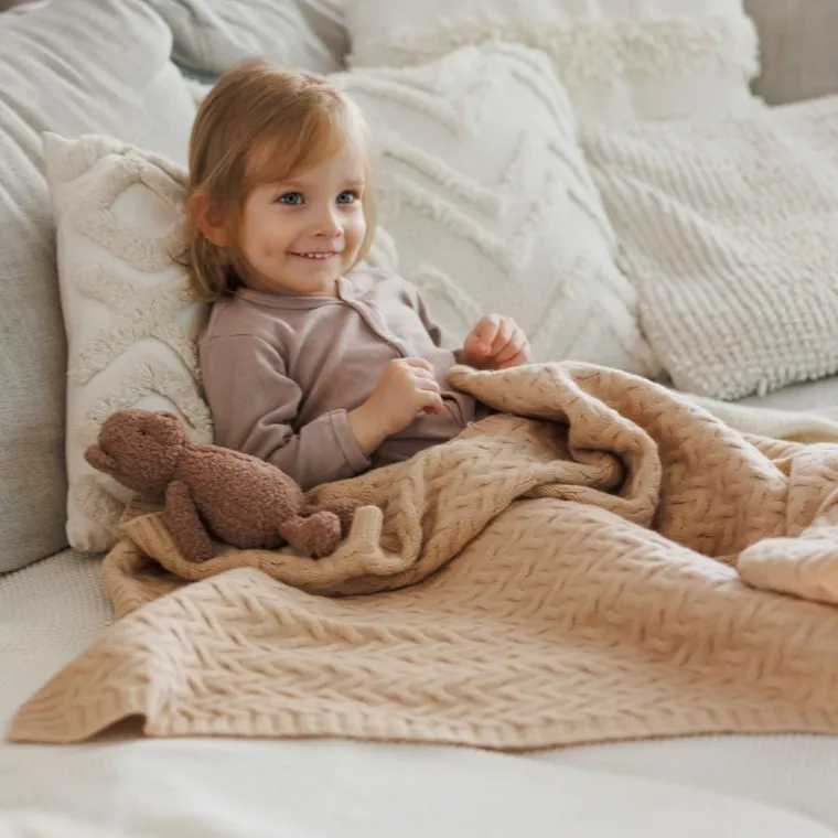 BabyOno, kocyk z wełny merino, ciemny beż