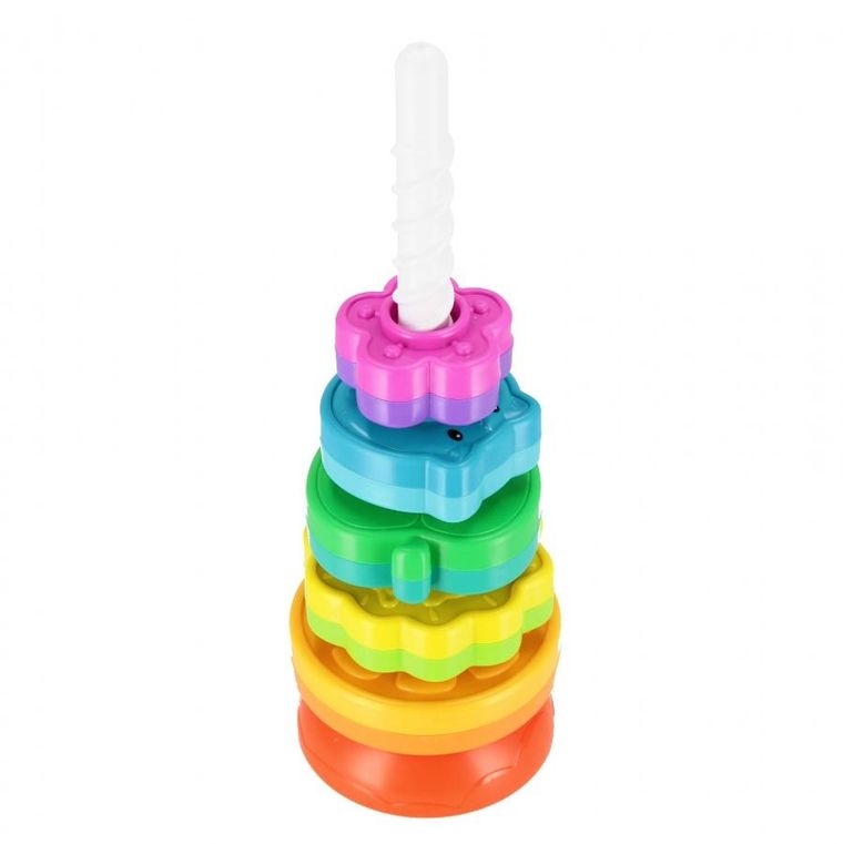 Bam Bam, tęczowa spirala, piramidka, owoce