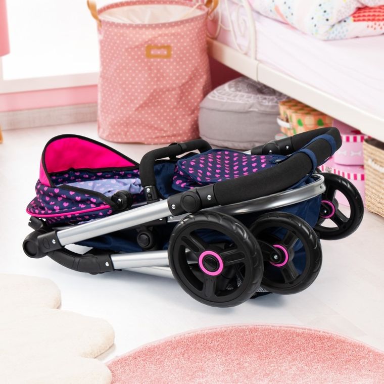 Bayer Design, Neo Vario Combi, głęboki wózek dla lalek z torbą, niebieski z jednorożcem