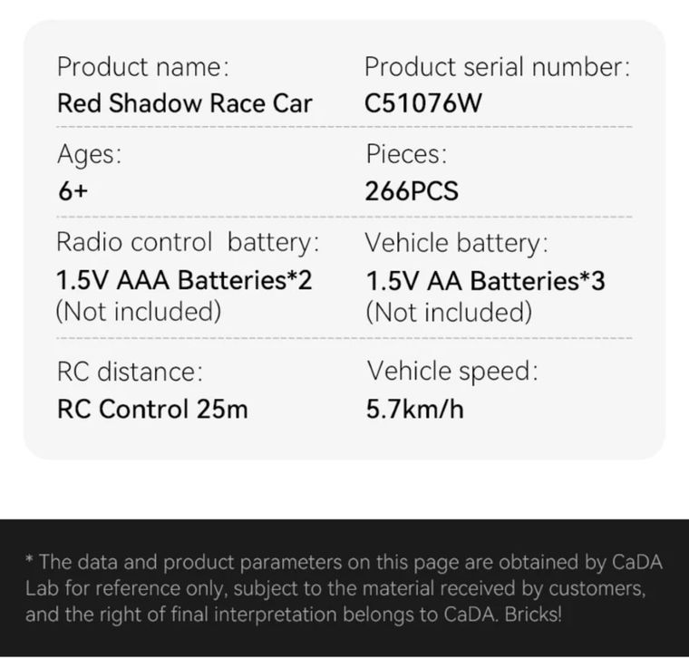 Cada, Azure Storm, pojazd zdalnie sterowany, klocki konstrukcyjne, 266 elementów