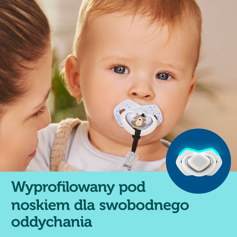 Canpol babies, Bonjour Paris, smoczek uspokajający, silikonowy, symetryczny, 6-18m, 2 szt., niebieski